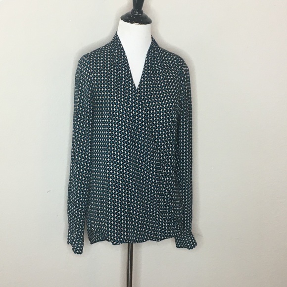 Pleione Mini Print Faux Wrap Blouse Size Small - Picture 4 of 10